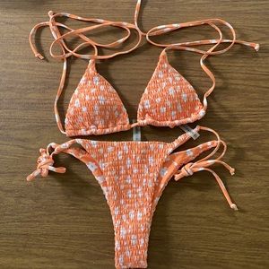 Orange floral bikini- size large top and bottom.